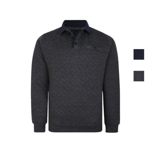 Kam Quilted Jersey Sweater 1/4 Button Up