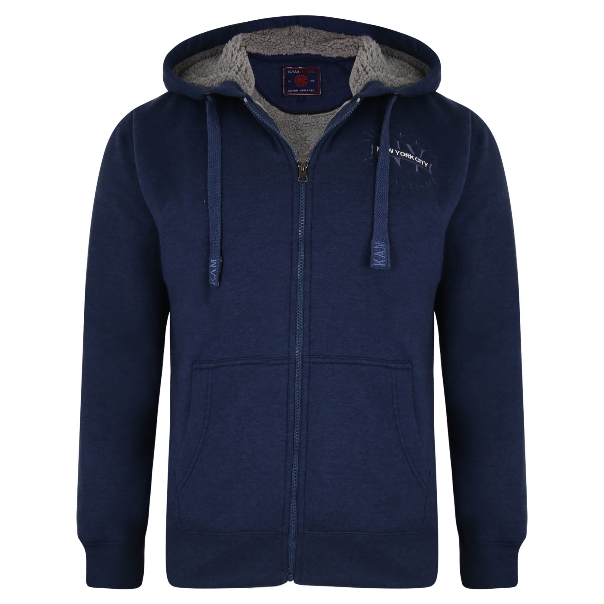 Kam Indigo Emblem Sherpa Hooded Jacket