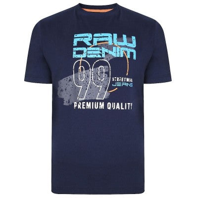 Kam Kbs 5385 Raw Denim Print Tee Shirt.