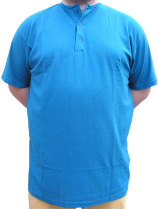 Azzuro Plain Grandad Henley T-Shirts