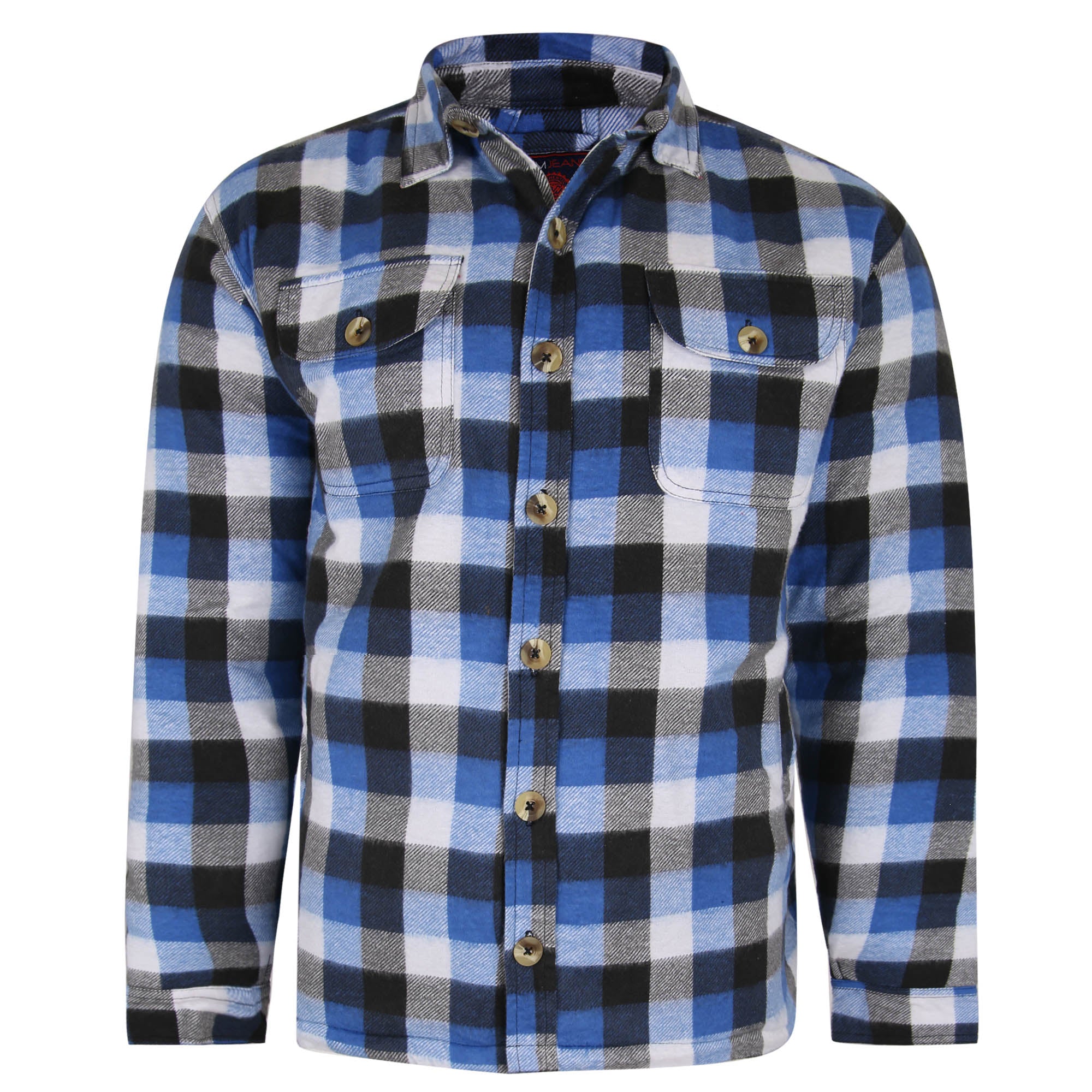 Kam Navy Sherpa Flannel Check Shirt