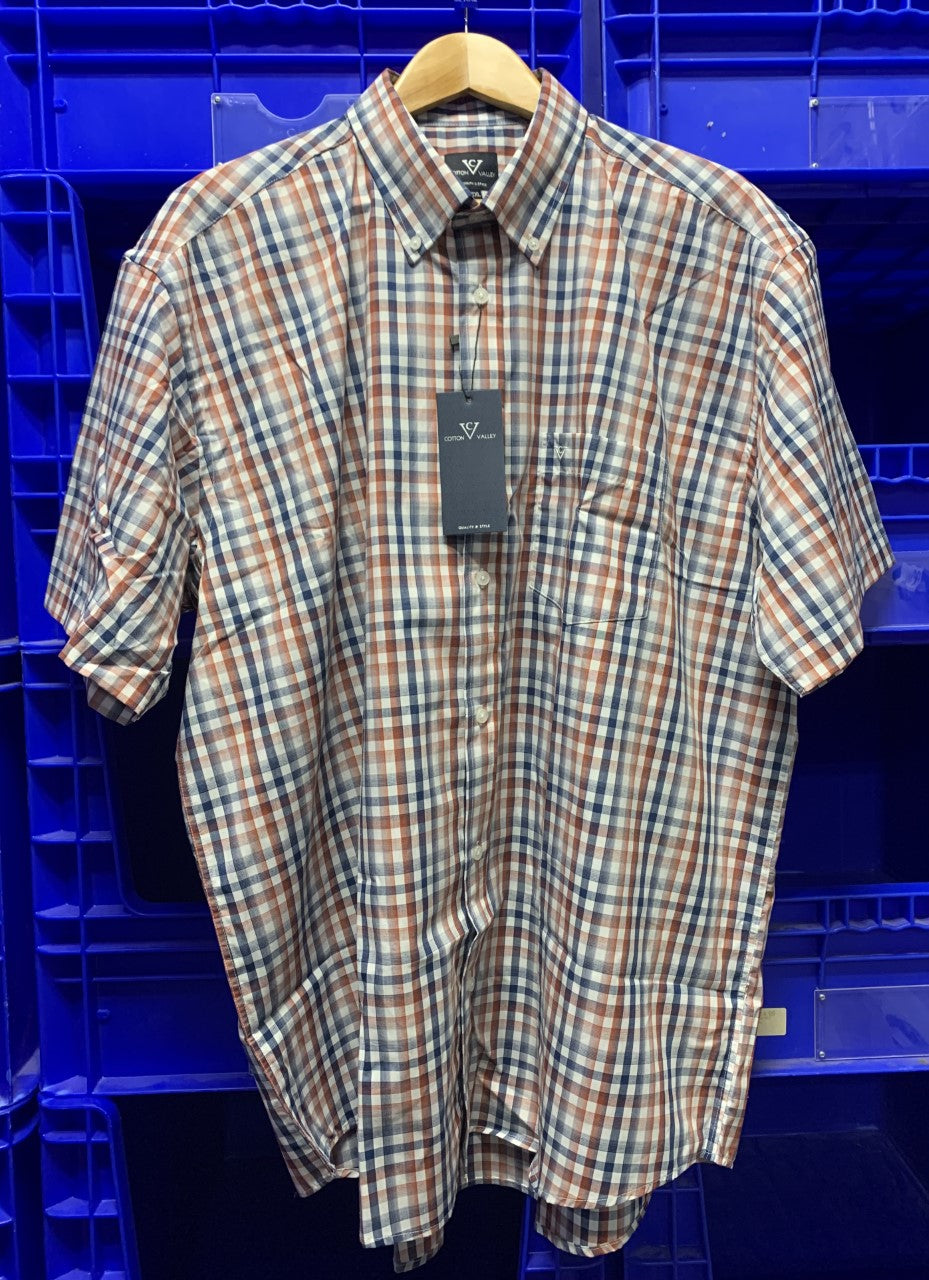 Cotton Valley Rust/Navy Check Shirt
