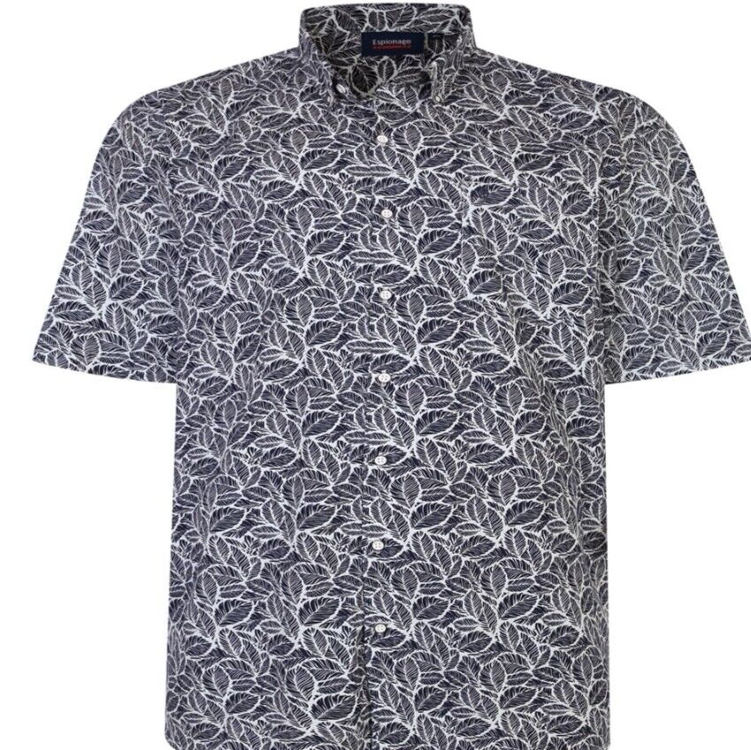 Espionage Sh387 Leaf Print Shirt